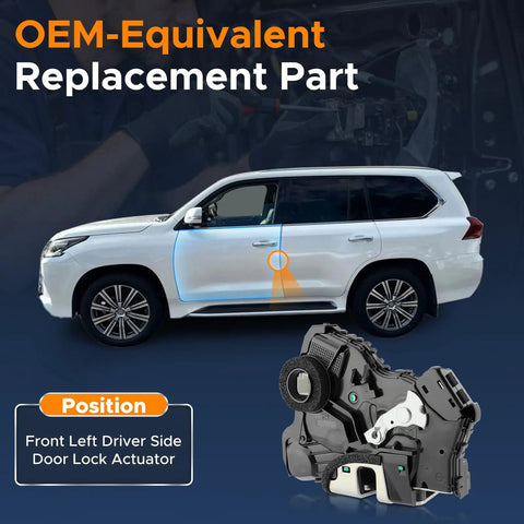 Toyota Front Driver Left Door Lock Actuator Motor Replacement Fits RAV4 2006-2015, 4Runner 2010-2019, Camry 2007-2017, Corolla 2009-2013, Lexus GX460 ES350 2010-2017 Replaces 69040-0C050 on white SUV left front door
