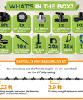 Outdoor Misting System For Patio Cooling, 33 Ft Fine Mist Mister Kit With Flexible Rod Nozzles, box contents diagram