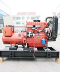 Heavy Duty Portable Generator For Home Backup And Job Sites Quiet Beast Mode Industrial Grade Power That Keeps Homes Running And Pros On Schedule For Daily Use Ready To Roll. Red metal generator on steel base, side view