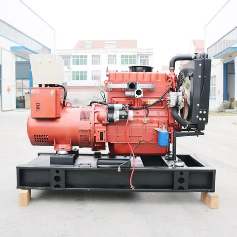 Heavy Duty Portable Generator For Home Backup And Job Sites Quiet Beast Mode Industrial Grade Power That Keeps Homes Running And Pros On Schedule For Daily Use Ready To Roll. Red metal generator on steel base, side view