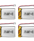 4 Pack 3.7V 250mAh LiPo Batteries 502030 With JST Wire Connector For VXI Blue Parrott Devices, Rechargeable Power Cells