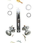 Double Cylinder Iron Gate Mortise Lock Set In Satin Chrome, Right Hand Reverse, 2-1/2 Inch Backset, 1 Inch Deadbolt with components