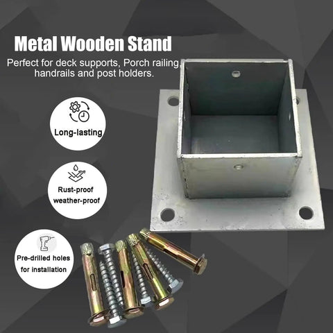 Heavy Duty Stainless Steel Fence Post Anchor Base And Pergola Support Bracket 2 Pack Rock Solid Deck Hardware For Concrete Or Wood Yards 190X190Mm Built Tough Weather Resistant Quick Setup
