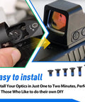 24 Pcs RMR to MOS Red Dot Screw Pack shown with installed optical accessory on pistol, various screw sizes visible