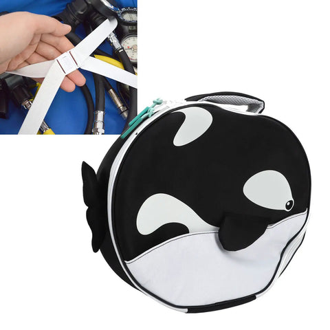 Dive Gear Regulator Bag With Foam Padding, Marine Animal Design Organizer Case, showing luggage strap details