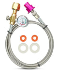 60 Inch Soda Maker Adapter Hose Kit For Terra Duo Art Gaia Series CO2 Tank Adapter, Beefy Brass Stainless Steel Hose With Steel Braided Layer, High-Pressure Up To 3500 PSI braided hose with brass fittings and gauge