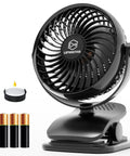 Clip On 5 Inch Fan With Aroma Function, AA Battery Operated Or USB Powered, 4 Speed Portable Desk Fan, Aroma capsule and batteries shown