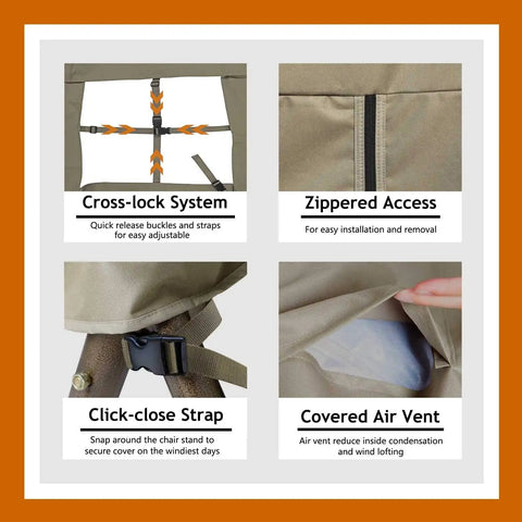 Patio Two Person Egg Chair Cover With Adjustable X Lock System And Zipper For Easy On Off Heavy Duty 100 Percent Waterproof 600D Oxford