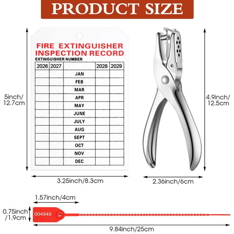 No Fuss Fire Extinguisher Monthly Inspection Tags With Durable Tamper Seals And Numbered Zip Ties For Straight Ahead Safety Compliance 2026 Through 2029 White