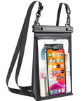 Black Beefy Capacity Floating Waterproof Phone Pouch For iPhone 17 16 13 12 11 Pro Max And Galaxy S22 S21 with accessories inside