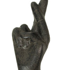 Set Of 3 Hand Gesture Wall Hooks, Super Handy Rustic Cast Iron Decor, 4 Inch Hella Tough Metal Coat Rack For Keys Jewelry Pet Leashes And Towels Inside Your Favorite Room, detailed view of hand gesture hook.