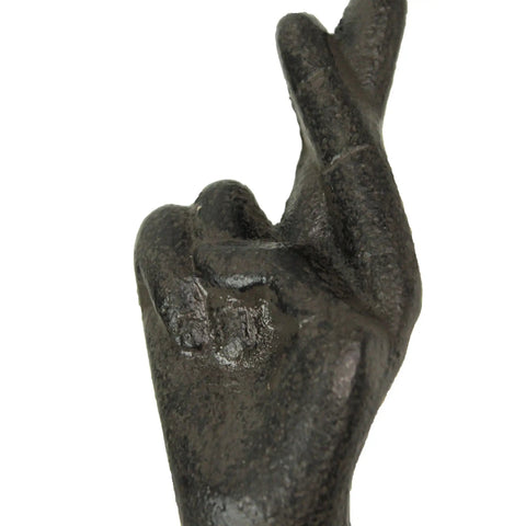 Set Of 3 Hand Gesture Wall Hooks, Super Handy Rustic Cast Iron Decor, 4 Inch Hella Tough Metal Coat Rack For Keys Jewelry Pet Leashes And Towels Inside Your Favorite Room, detailed view of hand gesture hook.