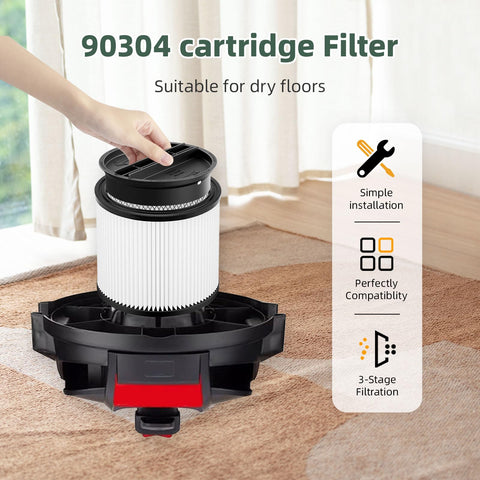 Reusable Wet Dry Vacuum Filter Replacement for Shop Vac 90304 showing HEPA filter on carpet for 5 gallon vacs