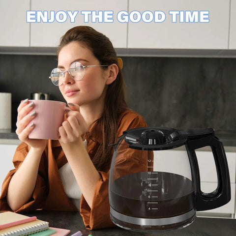 12-cup glass coffee maker carafe replacement pot with black handle, for Hamilton Beach FlexBrew models