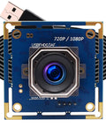 Front view of USB Camera Module With Autofocus 2MP 1080p FHD Industrial Grade Webcam 100fps High Frame Rate with USB cable.