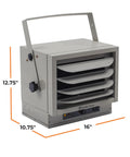 5000W Ceiling Mounted Garage Heater For Indoor Use 240V Electric Shop Heater With 3 Heat Settings And Overheat Protection ETL Listed Grey