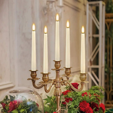 8 Piece Flameless Taper Candles With Two Remotes And Timer Eight Inch 3D Wick Floating Flicker Led Window Candles on candelabra