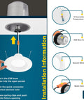 Installation steps for 12 Pack 5 6 Inch Recessed LED Can Lights With Five Color Temperatures 2700K 3000K 3500K 4000K 5000K Dimmable 14W 1100 Lumens.