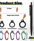 5 Sets 24 Inch Pen Leash Tether For Clipboard Lanyard Holder Anti Lost Pen Holder components, black pen, silicone rings, carabiners
