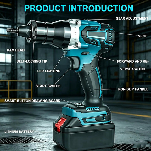 Cordless Rivet Nut Tool Kit 2 In 1 Electric Rivet Nut Gun Portable Battery Powered For Aluminum Steel And Stainless Steel Rivets