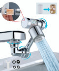 1080 Degree Rotating Faucet Extender With Copper Body And Four Layer Filter, showing swivel aerator and filter components