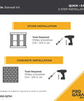 Garage Slatwall Hang Track Kit, 33 Inch Wide, installation guide showing tools needed for stud or concrete mounting
