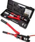 16 Ton Hydraulic Wire Crimping Tool Set for Battery Cables with 13 Dies in a durable storage box