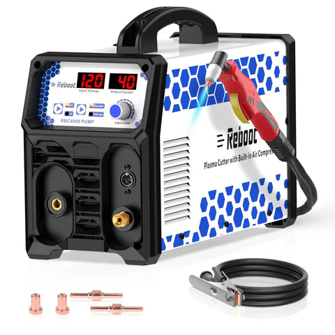 Plug And Play Plasma Cutter With Built In Air Compressor, 40A 120V IGBT Inverter Digital Cutting Machine front view