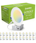 Top Shelf 24 Pack Of 6 Inch Led Recessed Canless Wafer Downlights in Crisp White, showing lights and packaging for easy installation.