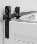Bi Folding Barn Sliding Door Roller Kit With J Shape Rollers Hardware Only Pair Of Heavy Duty Rollers And Accessories For Barn Doors No Door No Guide Rail No Manual installed on wall