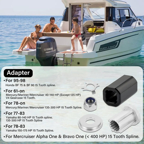 Flo Torq II Hub Kit Replacement For Mercruiser Alpha One Bravo One Mercury Mariner Outboard Motors 60 To 300 HP 15 Spline Propeller Installation Parts OEM Replacement 835257K1 Durable Marine Grade Easy Install Plug And Play