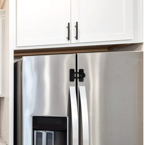 Refrigerator with 4 Pack Of Kid Safe Safety Locks For Refrigerator And Oven Cabinets Plastic Latches For Homes Nurseries