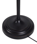 Base of Harmond 1 Light Art Glass Torchiere in bronze finish with Tiffany-style shade classic floor lamp for living rooms.