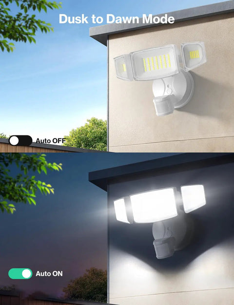 Tough As Nails 65 Watt Hardwired Motion Sensor Flood Light Emits 6500 Lumens Of Sharp Daylight White Illumination Across Backyard Fence Line Gate Entry With Heavy Duty Dusk To Dawn Trigger And All Weather Shield