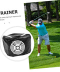 Compact Golf Swing Trainer Impact Hitting Bag For Outdoor Practice with golfer in action, easy setup and portability.