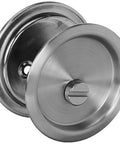 Round Bed And Bath Pocket Door Lock With Privacy Function Satin Nickel Finish Easy To Install Universal Handing Close View
