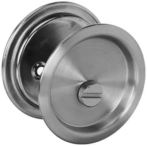 Round Bed And Bath Pocket Door Lock With Privacy Function Satin Nickel Finish Easy To Install Universal Handing Close View