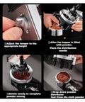 Adjusting height of Rock Solid 58mm Wdt Coffee Distribution Tool With Twelve Precision Needles For Even Espresso Pulls.