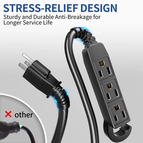 15 Ft Outdoor Extension Cord With 3 Outlets Waterproof Grounded Power Strip That Is Plug And Play For Garden Patio And Camping