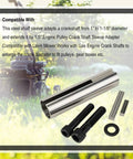 Rugged Stainless Steel Crankshaft Sleeve Converts Gas Engines From One Inch To One Eighth Fast with bolts, compatible with lawn mowers.