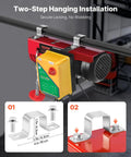 Heavy Duty Wireless Electric Hoist 1320 Lb Lift, 1150W 110V Steel Wire Winch With Remote Control, 40-Foot Lift Height, Durable Garage Shop Warehouse Factory Lifting Solution for Heavy Objects mounted on beam with two-step hanging installation