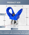 7/8 Inch RAC X Hand Tight Tip Guard With Blue Base G7/8 Thread Reversible Spray Nozzles For Graco Spray Equipment Close-up