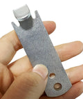 Fence Wire Twister For T Post Clips And Barbed Wire Stainless Steel Twisting Tool For Fencing Heavy Duty Winding Tool For Sheep Cattle Horse Dog Pens 2 Pack being held in hand