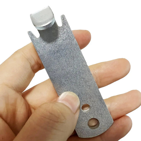 Fence Wire Twister For T Post Clips And Barbed Wire Stainless Steel Twisting Tool For Fencing Heavy Duty Winding Tool For Sheep Cattle Horse Dog Pens 2 Pack being held in hand