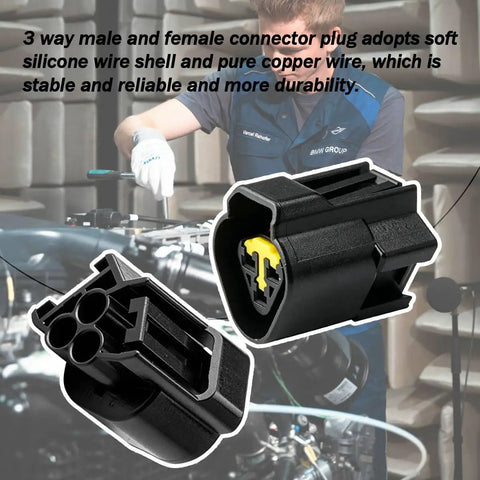 3 Pin Male Female connector, Built Tough Heavy Duty Waterproof Auto Connectors 5 Pack for reliable wiring harness connections.