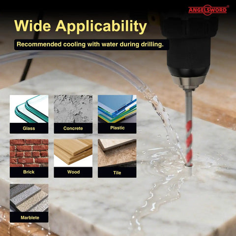Drilling with Beast 10-Piece Carbide Masonry Drill Bit Set With Hex Shank on marble, water cooling recommended.