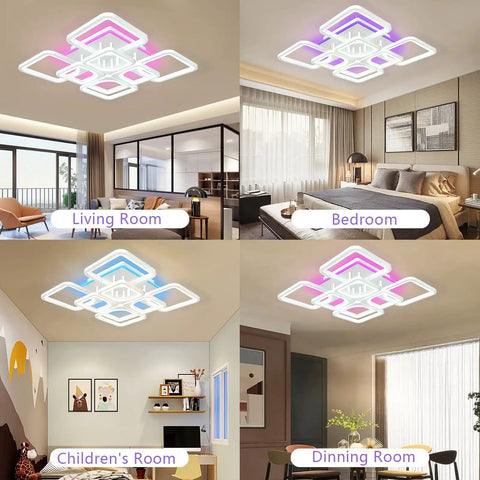 LED Ceiling Light Dimmable With Remote Control, Dope Modern Square Ceiling Lamp in Living, Bedroom, Kids, Dining Rooms