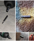 Eight Pack Precision Bit Adapters Set For Micro Bits To One Quarter Inch Hex Converter, showing hex adapter and drill use.