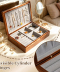 Jewelry box with 50 Pack Brass Barrel Hinges 5x15mm Hidden Concealed Folding Hinges For Jewelry Boxes, black finish.