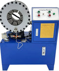Electric Hydraulic Hose Crimper Machine 0.2 To 4 Inch Cap With 14 Dies For High Pressure Tubing Tool For Oil Gas Water Lines 220V Power control panel and crimping head view.